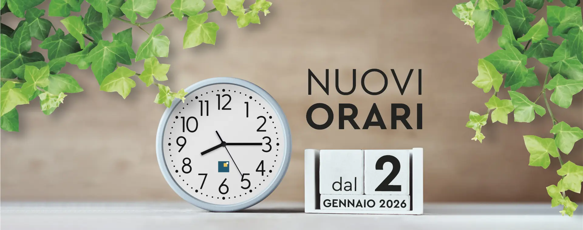 Nuovi orari di apertura dal 2 gennaio 2026 